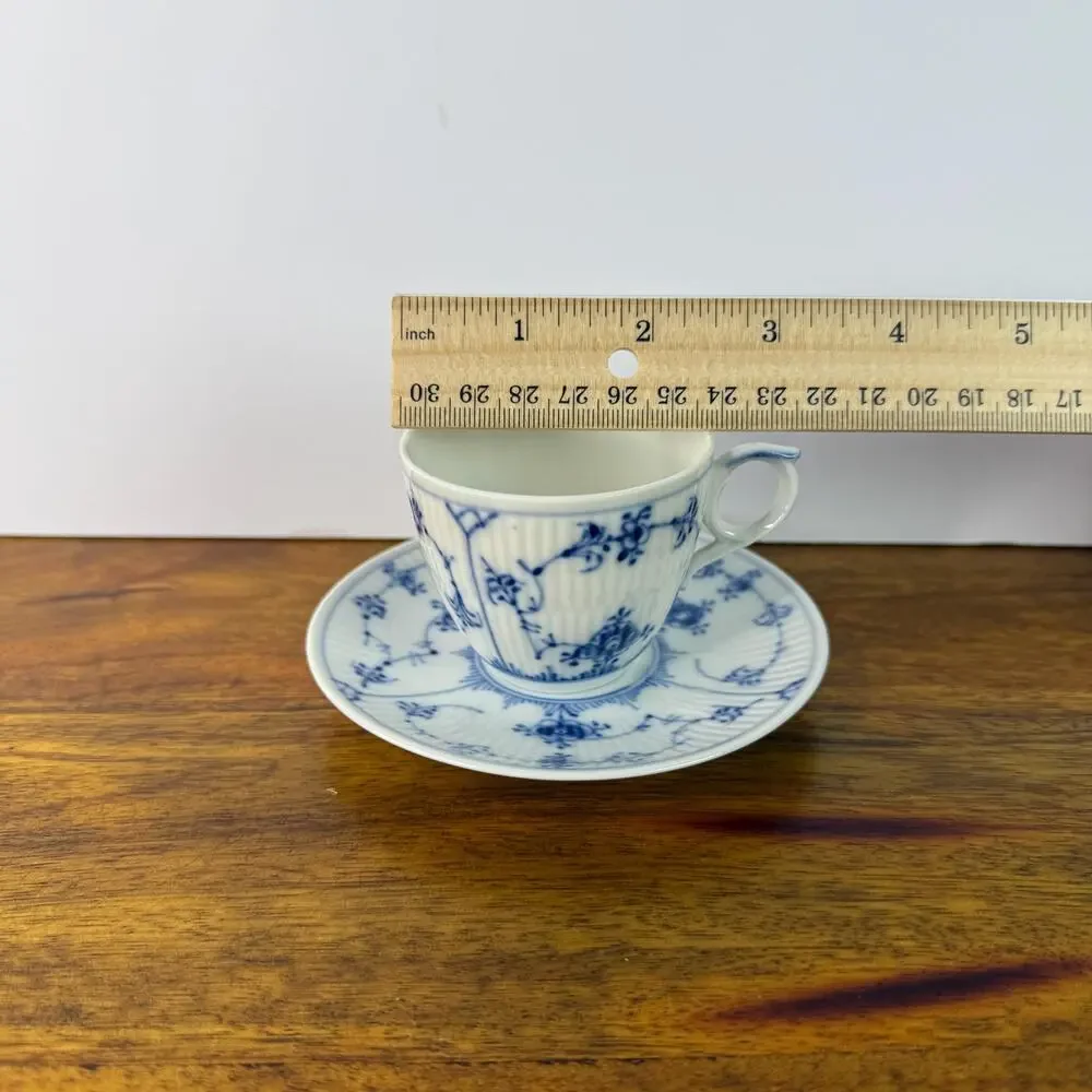 Vintage Royal Copenhagen Teacup and Saucer Blue White Denmark Tea Cup